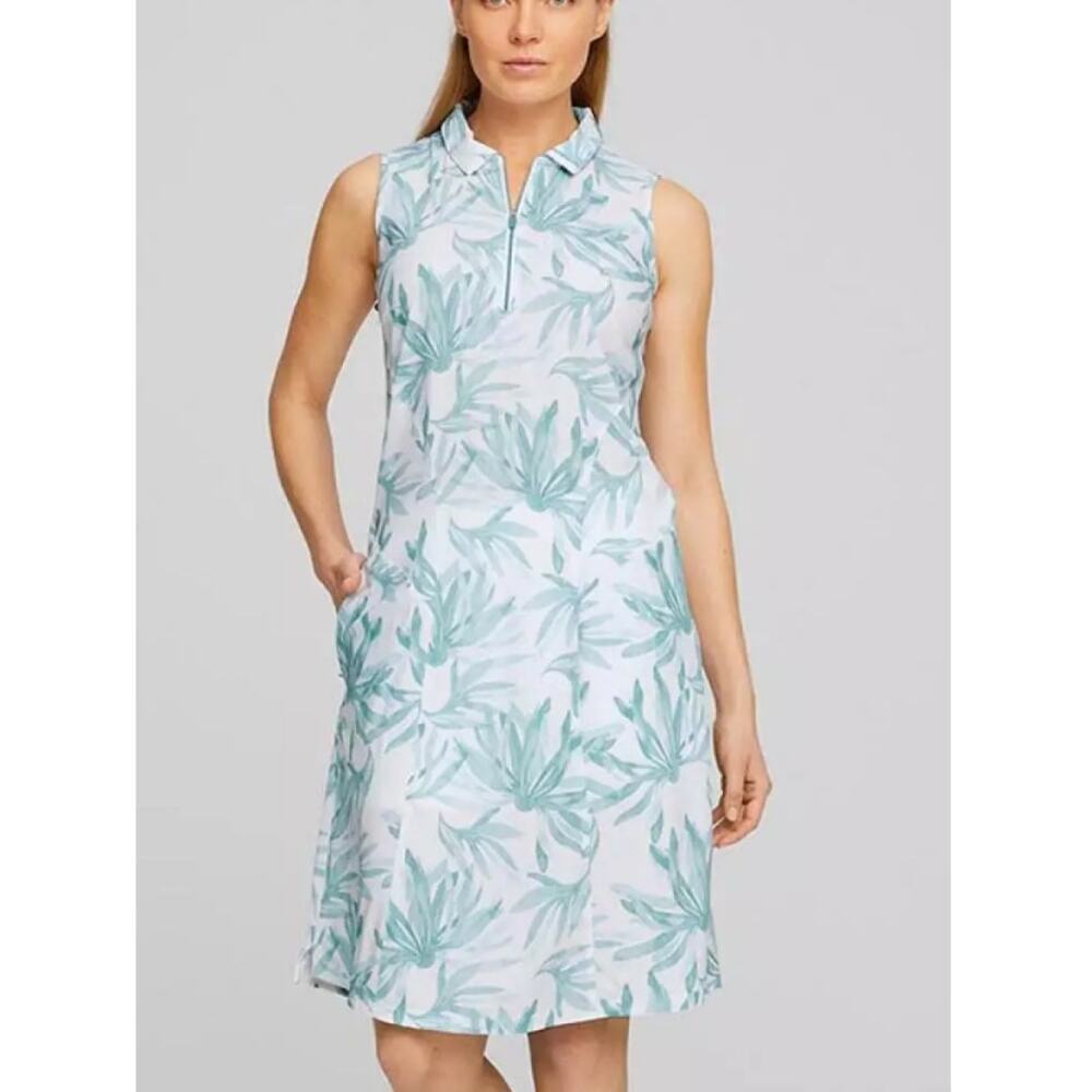 Puma Women's Bright White Blue Palm Golf Dress Size S